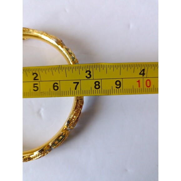 Traditional Indian Bangle Bracelet Hollow Gold Plated 9 Inches - Picture 4 of 4